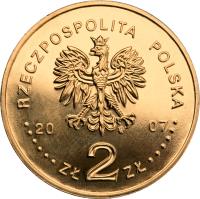 obverse of 2 Złote - Polish Travelers & Explorers: Henryk Arctowski & Antoni Bolesław Dobrowolski (2007) coin with Y# 610 from Poland. Inscription: RZECZPOSPOLITA POLSKA 2007 ZŁ 2 ZŁ