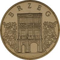 Poland coin 2 Złote - Brzeg (2007) reverse reverse of 2 Złote - Brzeg (2007) coin with Y# 615 from Poland. Inscription: BRZEG