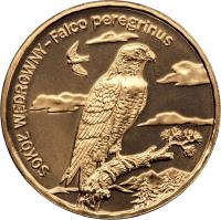 Poland coin 2 Złote - Animals of the World: Peregrine falcon (Falco peregrinus) (2008) reverse reverse of 2 Złote - Animals of the World: Peregrine falcon (Falco peregrinus) (2008) coin with Y# 627 from Poland. Inscription: SOKÒŁ WEDROWNY - Falco peregrinus