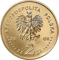 obverse of 2 Złote - 65th Anniversary of Warsaw Ghetto Uprising (2008) coin with Y# 633 from Poland. Inscription: RZECZPOSPOLITA POLSKA 2008 ZŁ 2 ZŁ