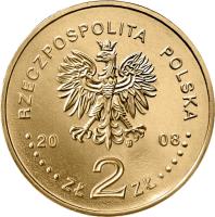 obverse of 2 Złote - Zbigniew Herbert (1924-1998) (2008) coin with Y# 634 from Poland. Inscription: RZECZPOSPOLITA POLSKA 2008 ZŁ 2 ZŁ