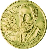 Poland coin 2 Złote - Polish Travellers and Explorers: Bronisław Piłsudski (1866-1918) (2008) reverse reverse of 2 Złote - Polish Travellers and Explorers: Bronisław Piłsudski (1866-1918) (2008) coin with Y# 648 from Poland. Inscription: BRONISŁAW PIŁSUDSKI 1866 - 1918