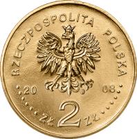 Poland coin 2 Złote - 90th Anniversary of Regaining Independence by Poland (2008) obverse obverse of 2 Złote - 90th Anniversary of Regaining Independence by Poland (2008) coin with Y# 650 from Poland. Inscription: RZECZPOSPOLITA POLSKA 2008 ZŁ 2 ZŁ