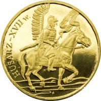 reverse of 2 Złote - History of the Polish Cavalry: Winged cavalryman - 17th Century (2009) coin with Y# 670 from Poland. Inscription: HUSARZ - XVII w.