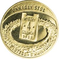 reverse of 2 Złote - Polish Road to Freedom - General elections of 4 June 1989 (2009) coin with Y# 680 from Poland. Inscription: OKRAGŁY STÓŁ 6 LUTEGO - 5 KWIETNIA