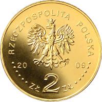 obverse of 2 Złote - 95th Anniversary of First Cadre Company March Out (2009) coin with Y# 690 from Poland. Inscription: RZECZPOSPOLITA POLSKA 2009 ZŁ 2 ZŁ