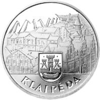 Lithuania coin 10 Litų - Lithuanian cities - Klaipėda (2002) reverse reverse of 10 Litų - Lithuanian cities - Klaipėda (2002) coin with KM# 131 from Lithuania. Inscription: KLAIPĖDA