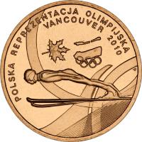 Poland coin 2 Złote - Polish Olympic Team Vancouver 2010 (2010) reverse reverse of 2 Złote - Polish Olympic Team Vancouver 2010 (2010) coin with Y# 715 from Poland. Inscription: POLSKA REPREZENTACJA OLIMPIJSKA VANCOUVER 2010