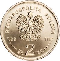 obverse of 2 Złote - 100th Anniversary of Polish Scouting (2010) coin with Y# 725 from Poland. Inscription: RZECZPOSPOLITA POLSKA 2010 Zł 2 Zł