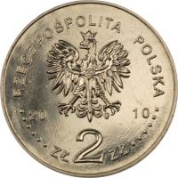 Poland coin 2 Złote - Polish August of 1980 (2010) obverse obverse of 2 Złote - Polish August of 1980 (2010) coin with Y# 737 from Poland. Inscription: RZECZPOSPOLITA POLSKA 2010 ZŁ 2 ZŁ