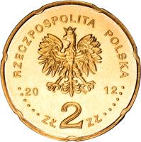 obverse of 2 Złote - 50 Years of the Third Programme of the Polish Radio (2012) coin with Y# 816 from Poland. Inscription: RZECZPOSPOLITA POLSKA 2012 ZŁ 2 ZŁ