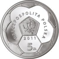 obverse of 5 Złotych - Polish Football Clubs – Polonia Warszawa (2011) coin with Y# 800 from Poland.