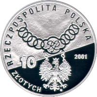 Poland coin 10 Złotych - Fifteenth Anniversary of the Constitutional Tribunal Decisions (1986-2001) (2001) obverse obverse of 10 Złotych - Fifteenth Anniversary of the Constitutional Tribunal Decisions (1986-2001) (2001) coin with Y# 413 from Poland.