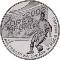 Poland coin 10 Złotych - 2002 World Football Cup Korea/Japan (2002) reverse reverse of 10 Złotych - 2002 World Football Cup Korea/Japan (2002) coin with Y# 434 from Poland.
