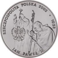 Poland coin 10 Złotych - John Paul II (2002) obverse obverse of 10 Złotych - John Paul II (2002) coin with Y# 437 from Poland.