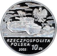 obverse of 10 Złotych - General Stanisław Maczek (1892-1994) (2003) coin with Y# 468 from Poland.