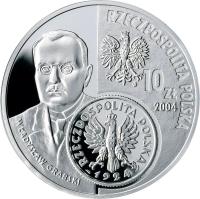 Poland coin 10 Złotych - 80th Anniversary of the Modern Zloty Currency (2004) obverse obverse of 10 Złotych - 80th Anniversary of the Modern Zloty Currency (2004) coin with Y# 480 from Poland. Inscription: RZECZPOSPOLITA POLSKA 10 zł 2004 1924 WLADYSLAW GRABSKI