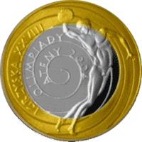 Poland coin 10 Złotych - XXVIIIth Olympic Games - Athens 2004 - Gold plated (2004) reverse reverse of 10 Złotych - XXVIIIth Olympic Games - Athens 2004 - Gold plated (2004) coin with Y# 518 from Poland. Inscription: IGRZYSKA XXVIII OLIMPIADY ATENY 2004