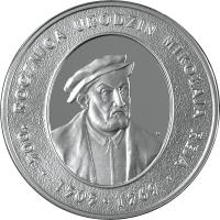 Poland coin 10 Złotych - Mikołaj Rej (1505-1569) - 500th Anniversary of the Birth (2005) reverse reverse of 10 Złotych - Mikołaj Rej (1505-1569) - 500th Anniversary of the Birth (2005) coin with Y# 596 from Poland. Inscription: 500. ROCZNICA URODZIN MIKOLAJA REJA