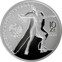 obverse of 10 Złotych - XXth Olympic Winter Games: Turin 2006 (2006) coin with Y# 556 from Poland. Inscription: RZECZPOSPOLITA POLSKA 10 Zł 2006