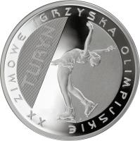 reverse of 10 Złotych - XXth Olympic Winter Games: Turin 2006 (2006) coin with Y# 556 from Poland. Inscription: XX ZIMOWE IGRZYSKA OLIMPIJSKIE TURYN