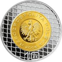 Poland coin 10 Złotych - The 2006 FIFA World Cup: Germany - Gold plated (2006) obverse obverse of 10 Złotych - The 2006 FIFA World Cup: Germany - Gold plated (2006) coin with Y# 754 from Poland.
