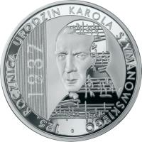 Poland coin 10 Złotych - 125th Anniversary of Karol Szymanowski's Birth (1882-1937) (2007) reverse reverse of 10 Złotych - 125th Anniversary of Karol Szymanowski's Birth (1882-1937) (2007) coin with Y# 600 from Poland. Inscription: 125. ROCZNICA URODZIN KAROLA SZYMANOWSKIEGO