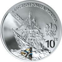 obverse of 10 Złotych - Polish Travelers & Explorers: Henryk Arctowski & Antoni Bolesław Dobrowolski (2007) coin with Y# 601 from Poland. Inscription: RZECZPOSPOLITA POLSKA