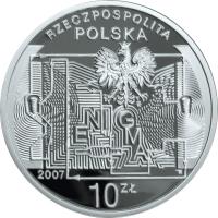 obverse of 10 Złotych - 75th Anniversary of Breaking Enigma Codes (2007) coin with Y# 587 from Poland.