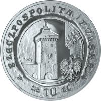 obverse of 10 Złotych - 750th Anniversary of the granting municipal rights to Kraków (2007) coin with Y# 595 from Poland. Inscription: RZECZPOSPOLITA POLSKA ZŁ10 ZŁ 2007