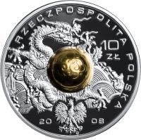 obverse of 10 Złotych - XXIXth Olimpic Games - Beijing 2008 (2008) coin with Y# 645 from Poland. Inscription: RZECZPOSPOLITA POLSKA 10 ZŁ 20 08