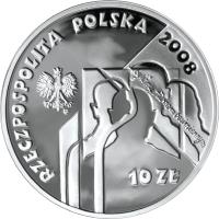 obverse of 10 Złotych - Siberian Exiles (2008) coin with Y# 639 from Poland. Inscription: 10 ZŁ RZECZPOSPOLITA POLSKA 2008