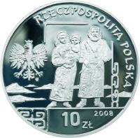 obverse of 10 Złotych - Polish Travellers and Explorers: Bronisław Piłsudski (1866-1918) (2008) coin with Y# 649 from Poland. Inscription: BRONISŁAW PIŁSUDSKI 1966- -1918