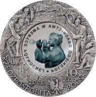 obverse of 10 Złotych - 400th Anniversary of Polish Settlement in North America (2008) coin with Y# 658 from Poland. Inscription: Virginia 2008 10 ZŁ RZECZPOSPOLITA POLSKA