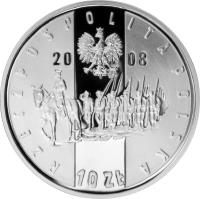 obverse of 10 Złotych - 90th Anniversary of the Greater Poland Uprising (2008) coin with Y# 661 from Poland. Inscription: RZECZPOSPOLITA POLSKA 2008 10 ZŁ