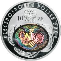 obverse of 10 Złotych - 90th Anniversary of the Establishment of the Supreme Chamber of Control (2009) coin with Y# 674 from Poland.