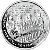 Poland coin 10 Złotych - 95th Anniversary of First Cadre Company March Out (2009) reverse reverse of 10 Złotych - 95th Anniversary of First Cadre Company March Out (2009) coin with Y# 691 from Poland.