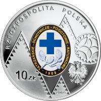 obverse of 10 Złotych - 100th Anniversary of the Establishment of the Voluntary Tatra Mountains Rescue Service (2009) coin with Y# 698 from Poland.