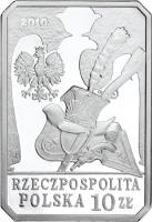 obverse of 10 Złotych - Chevau-Légers of the Imperial Guard of Napoleon I (2010) coin with Y# 719 from Poland. Inscription: RZECZPOSPOLITA POLSKA 10ZŁ 2010