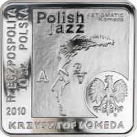 obverse of 10 Złotych - Krzysztof Komeda (2010) coin with Y# 808 from Poland.