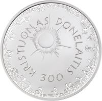 reverse of 50 Litų - 300th anniversary of the birth of Kristijonas Donelaitis (2014) coin with KM# 204 from Lithuania. Inscription: KRISTIJONAS DONELAITIS 300