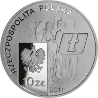 Poland coin 10 Złotych - 30th Anniversary of the Establishment of the Independent Students’ Union (2011) obverse obverse of 10 Złotych - 30th Anniversary of the Establishment of the Independent Students’ Union (2011) coin with Y# 768 from Poland.