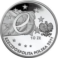 obverse of 10 Złotych - Poland’s Presidency of the Council of the European Union (2011) coin with Y# 778 from Poland.