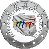 Poland coin 10 Złotych - Poland’s Presidency of the Council of the European Union (2011) reverse reverse of 10 Złotych - Poland’s Presidency of the Council of the European Union (2011) coin with Y# 778 from Poland.