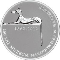 reverse of 10 Złotych - 150 Years of the National Museum in Warsaw (2012) coin with Y# 822 from Poland.