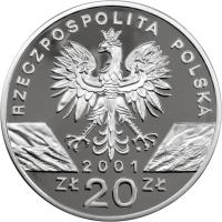 Poland coin 20 Złotych - Animals of the World: Swallowtail (2001) obverse obverse of 20 Złotych - Animals of the World: Swallowtail (2001) coin with Y# 415 from Poland.