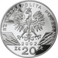 Poland coin 20 Złotych - Animals of the World: Pond Turtle (Emys orbicularis) (2002) obverse obverse of 20 Złotych - Animals of the World: Pond Turtle (Emys orbicularis) (2002) coin with Y# 428 from Poland.