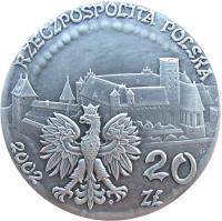 Poland coin 20 Złotych - Monuments of Material Culture in Poland: Castle in Malbork (2002) obverse obverse of 20 Złotych - Monuments of Material Culture in Poland: Castle in Malbork (2002) coin with Y# 457 from Poland. Inscription: RZECZPOSPOLITA POLSKA 2002 20 ZŁ