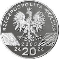 Poland coin 20 Złotych - Animals of the World: Eagle Owl (Bubo bubo) (2005) obverse obverse of 20 Złotych - Animals of the World: Eagle Owl (Bubo bubo) (2005) coin with Y# 531 from Poland. Inscription: RZECZPOSPOLITA POLSKA 2005 20 ZŁ