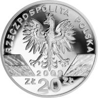 obverse of 20 Złotych - Animals of the World: European green lizard (Lacerta viridis) (2009) coin with Y# 679 from Poland.